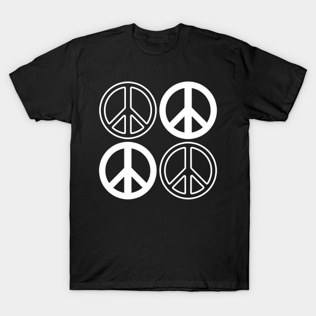 Pink and White Peace Signs Pattern T-Shirt by ExpressYourSoulTees